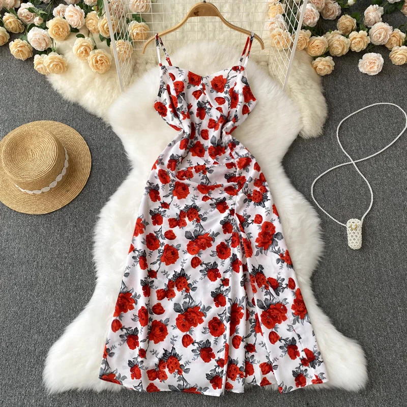 

Женское летнее приталенное платье без рукавов, с принтом, G748