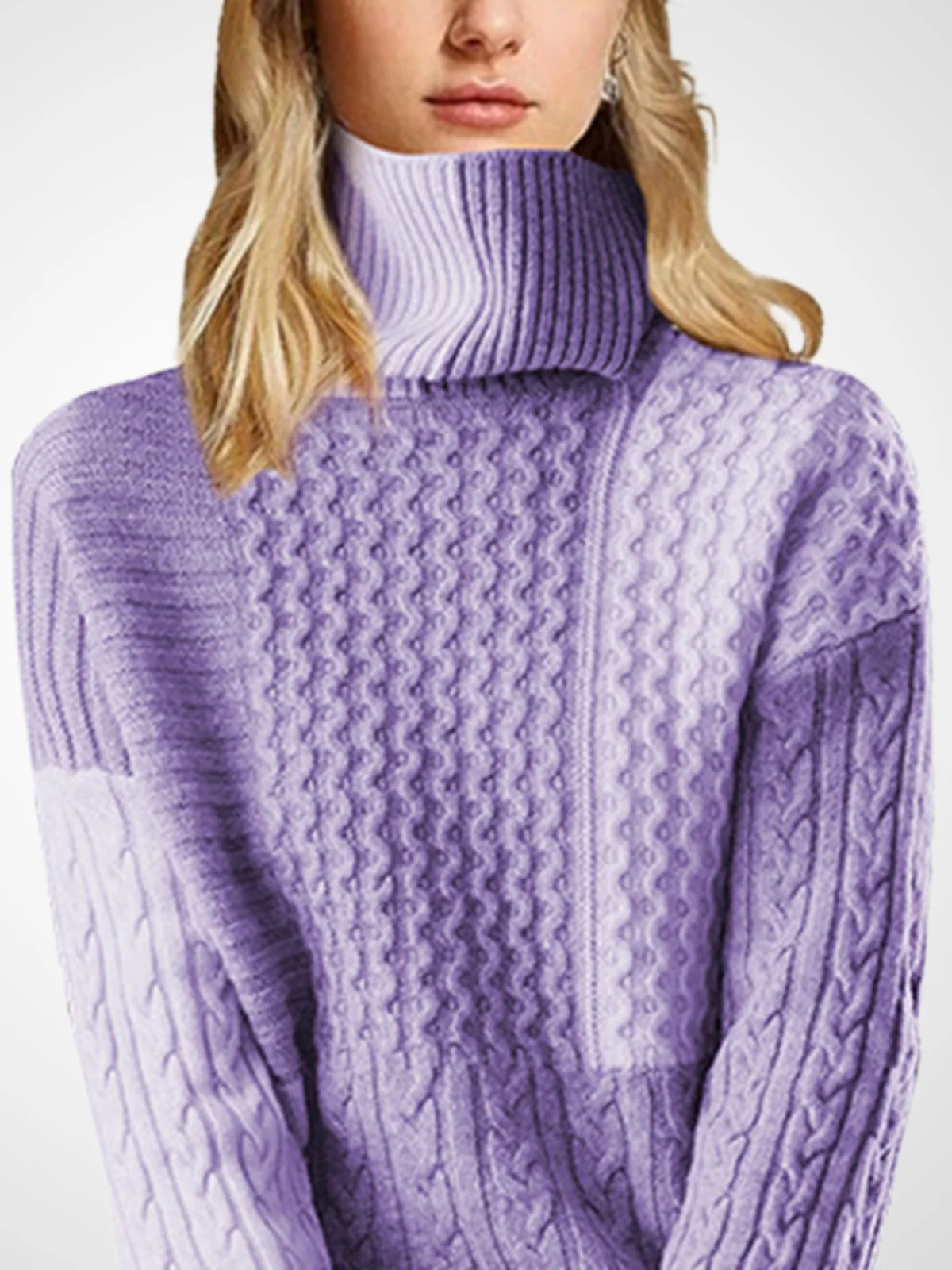 Модный ретро фиолетовый водолазка с поворотным пуловером женский свитер 2024