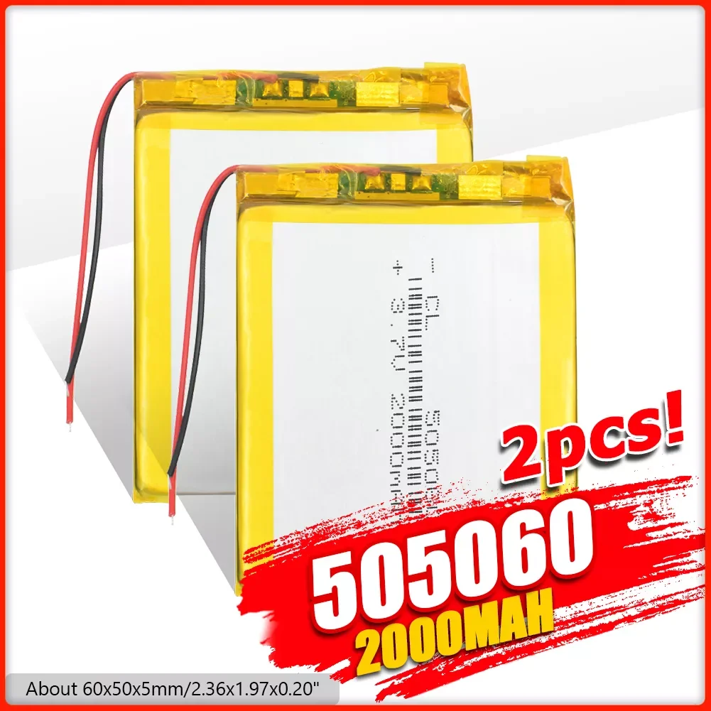 

2021 New 3.7V 2000mAh 505060 Lithium Polymer Li-Po li ion Battery Lipo cells For interphone Bluetooth speaker PDA POS GPS