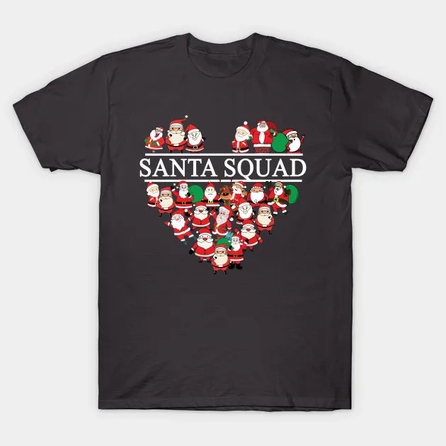 Santa Squad Christmas T-Shirt 100% Cotton O-Neck Summer Short Sleeve Casual Mens T-shirt Size S-3XL
