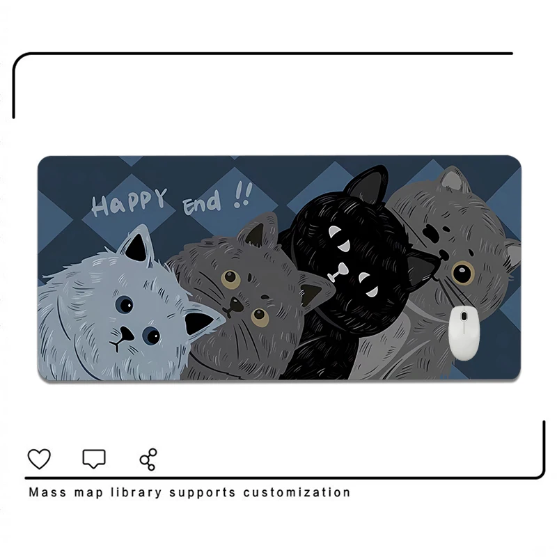 

Коврик для мышки в стиле аниме черный коврик для мыши в виде кошки, аксессуары для геймеров, коврик для мыши Xxl, игровой Настольный коврик, Симпатичные Мультяшные резиновые коврики для компьютерной клавиатуры