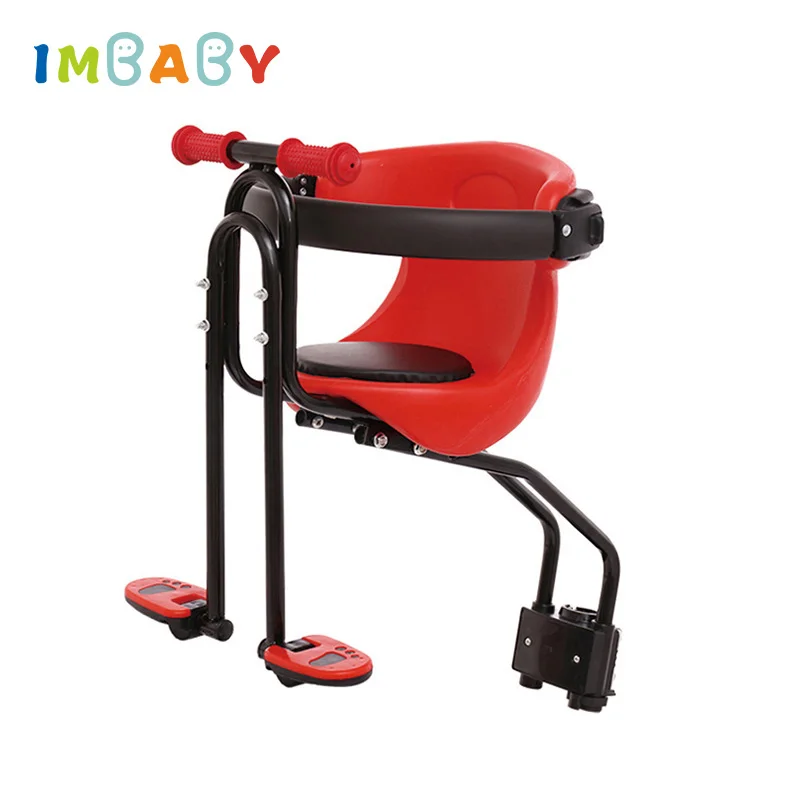 

Bicycle Safety Child Front Seat Saddle with Foot Pedals and Back Support Backrest Cushion for MTB Road Bike Bicycle Accessories