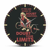 doubt your limits motivational quote gym wall clock workout fitness wall watch female girl weightlifting athlete trainer gift