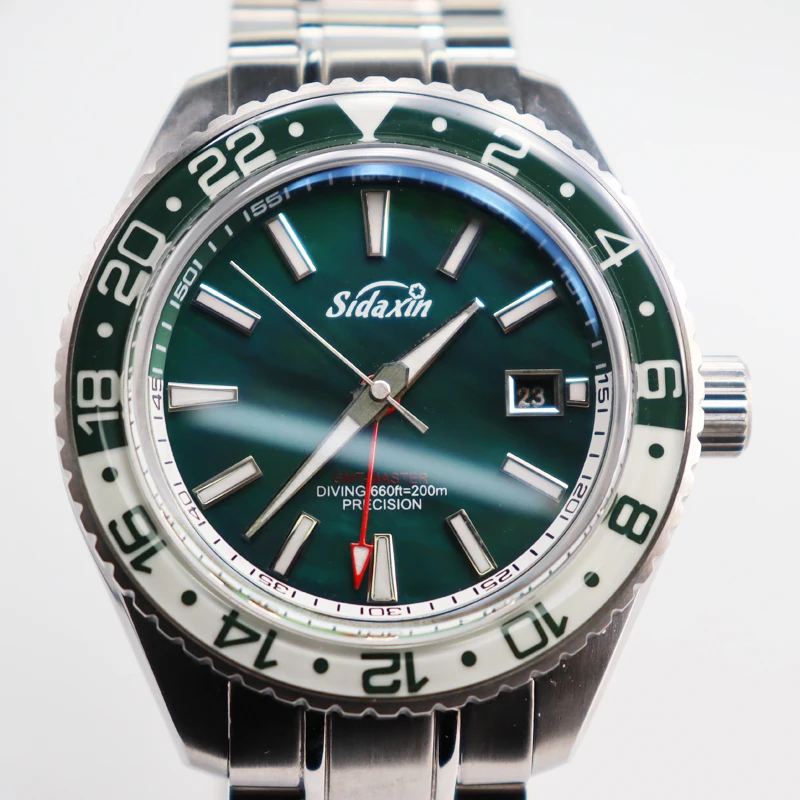 

Men Mechanical Write Watches Vintage Diver GMT Functional Watch Staless Steel Sapphire Calendar Business Men's Watch