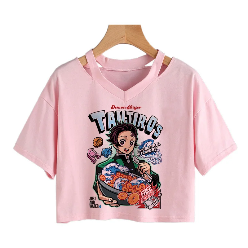 Футболка женская с изображением рассекающего демонов милая графическая рубашка