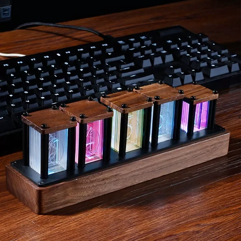 

Time tube Glow tube Quasi-glow tube clock LED digital solid wood Chinese night light Brightness adjustable