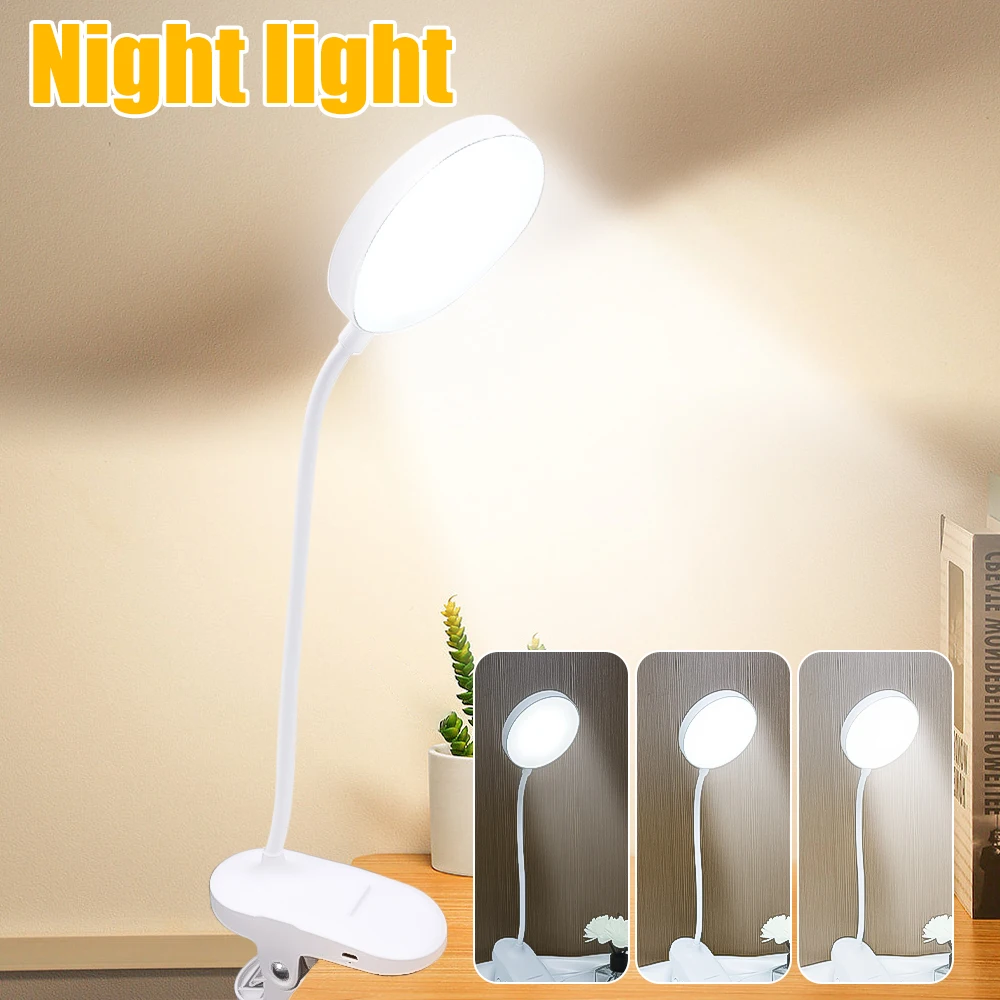 

Lamps Study 3 Protection Bedside With Read Work 360° Clip Rechargeable Night Brightness Dimming Eye Light Flexible Table