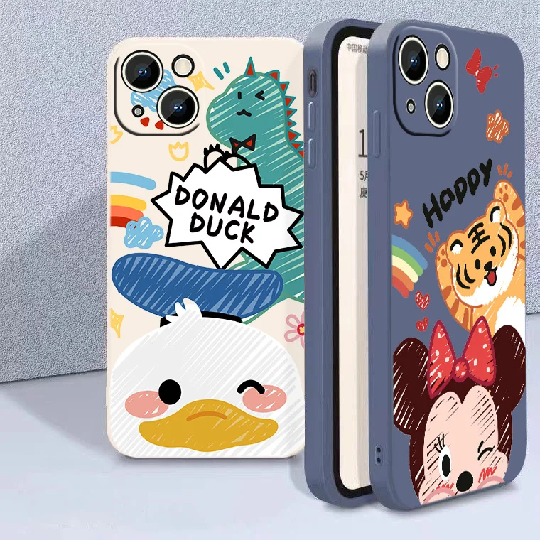 

Mickey Mouse Donald Duck Pooh Phone Case For Apple iPhone 14 13 12 11 mini XS XR X Pro Max 8 7 6S 6 Plus Liquid Rope Cover
