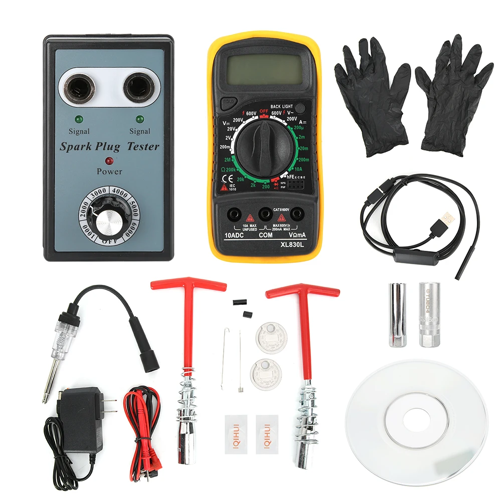 

Dual Hole Car Spark Plug Tester Ignition Plug Multimeter Maintenance Tool 100-240V US Plug