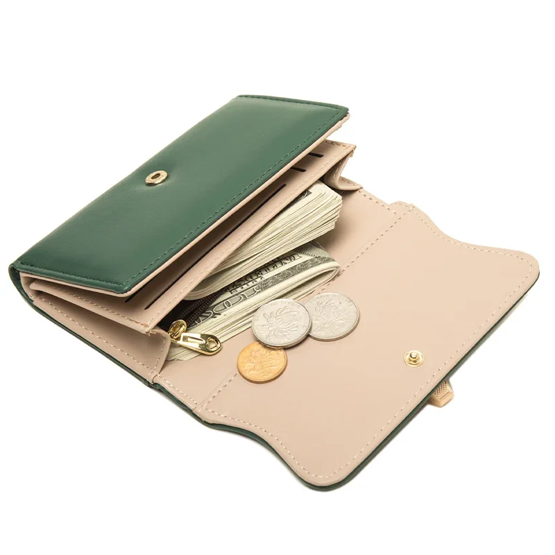 Женский кошелек среднего размера тройного сложения с держателем для карт и