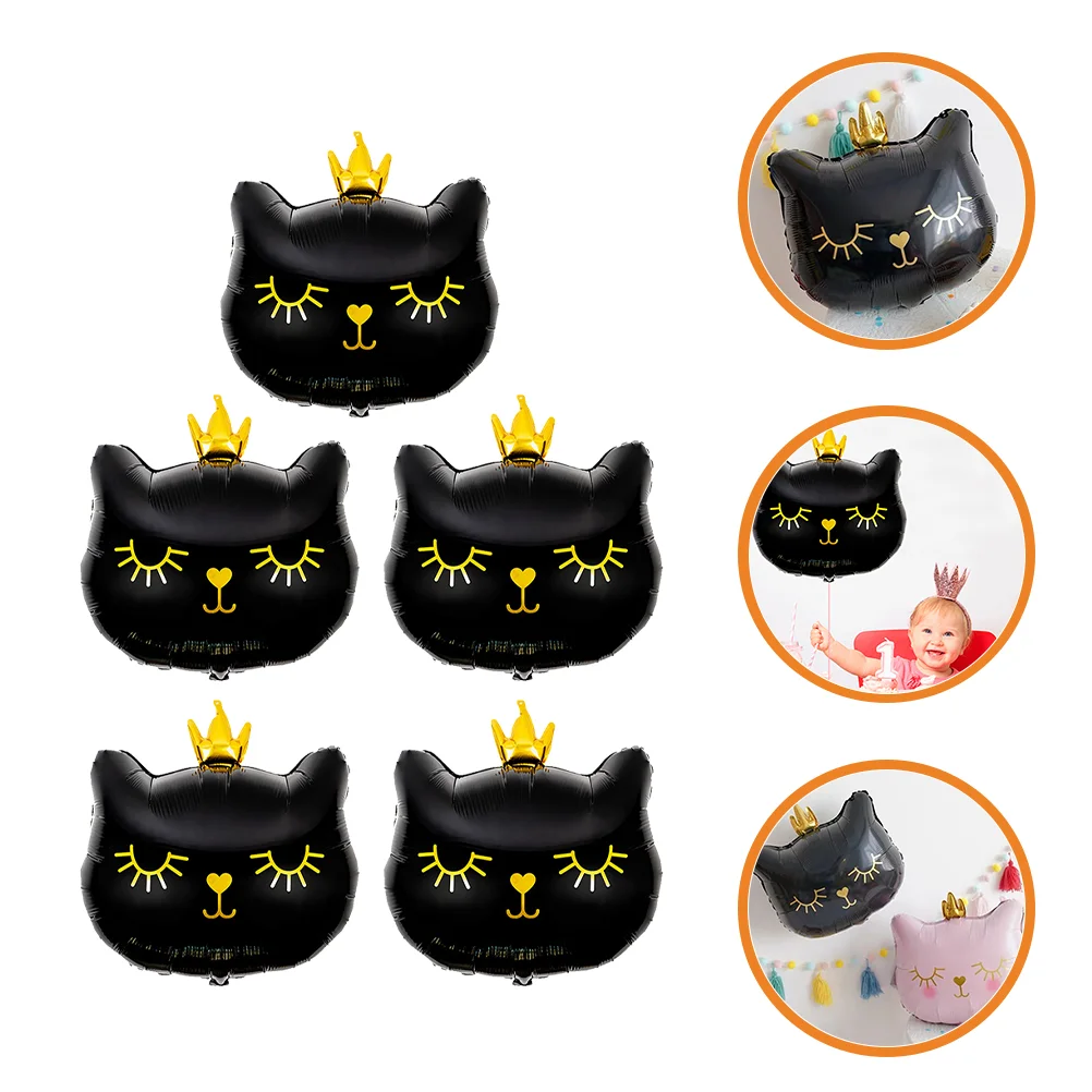 

5 Pcs Cat Balloon Balloons Decor Kitten Supplies Aluminum Film Foil