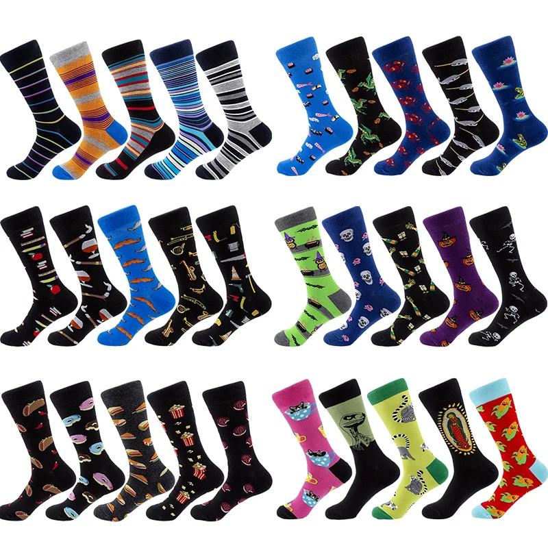 

Peonfly Autumn Ly Winter Men Fashion Hip Hop 28 Colors Colorful Cotton Animal Floral Submarine Happy Socks