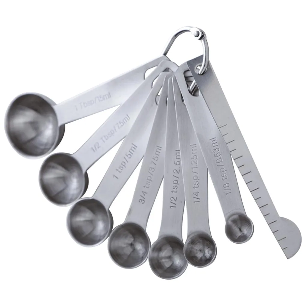 

8Pcs/Set Measuring Spoons Set Stainless Steel Stackable Measuring Spoons with Baking Scale Ruler for Cooking Baking