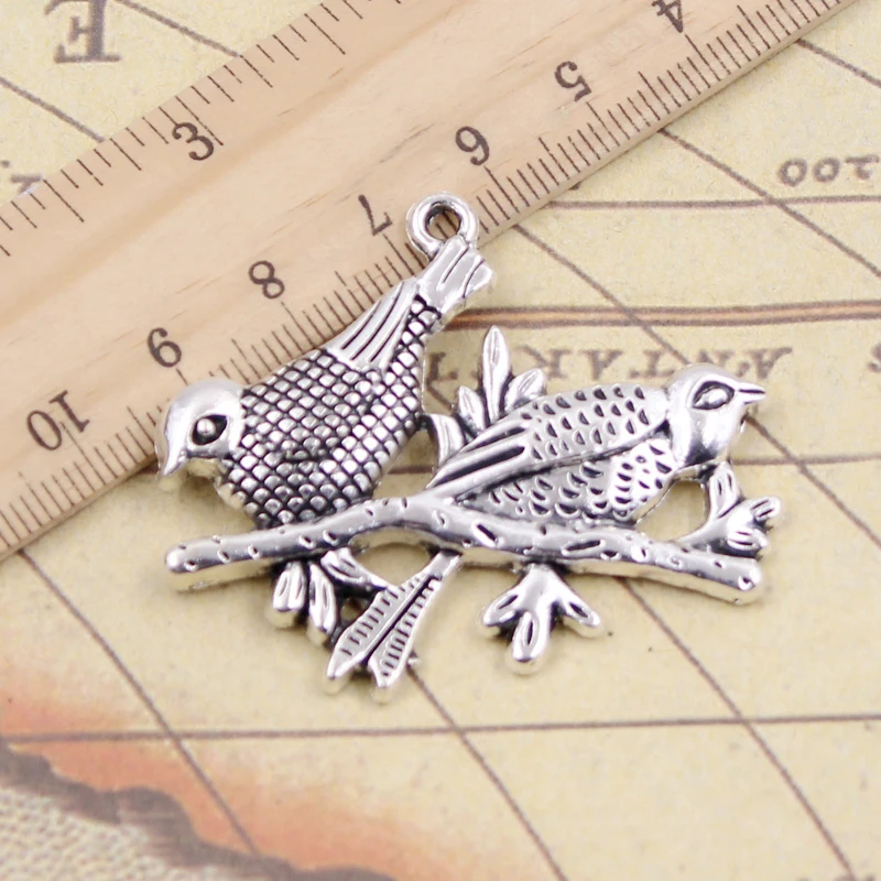 

5pcs Charms Magpie Bird Stand Branch 42x49mm Tibetan Silver Color Pendants Antique Jewelry Making DIY Handmade Craft