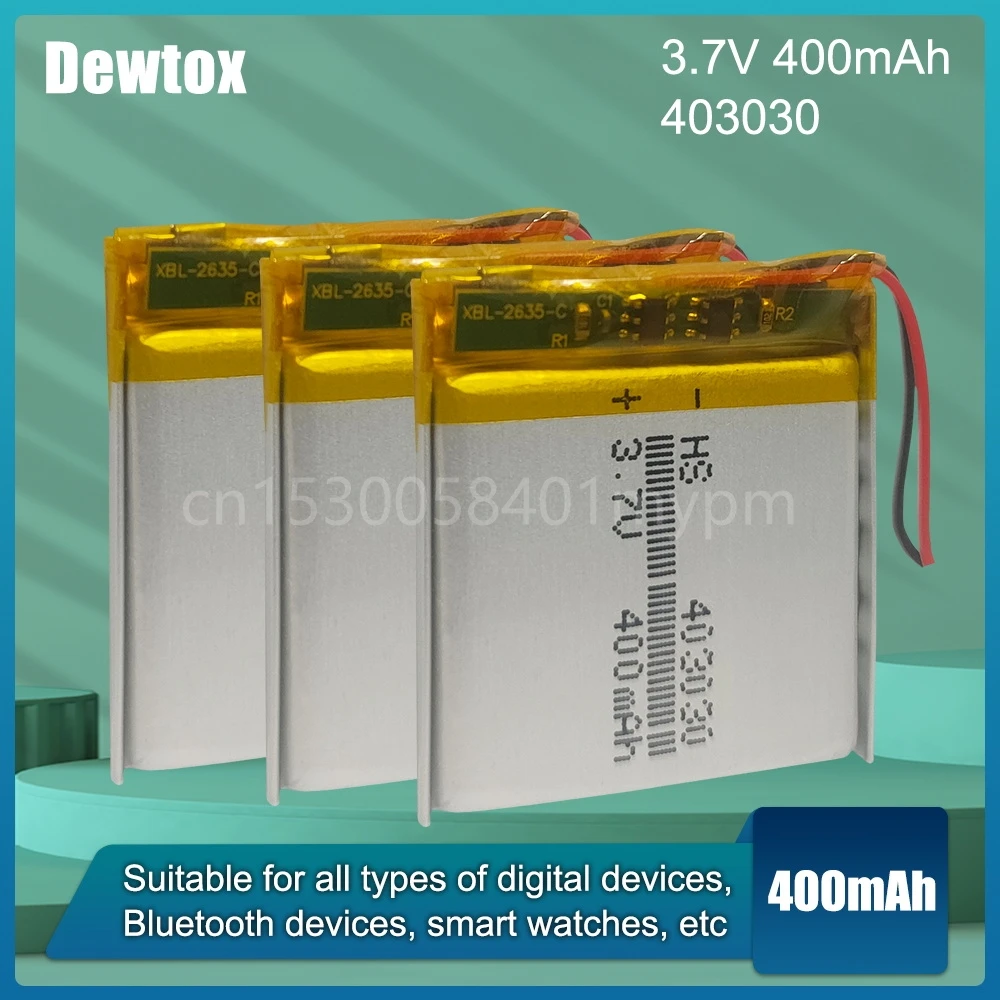 403030 043030 3.7V 400mAh Lithium Polymer Rechargeable Battery for MP3 MP4 LED DVD Light Smart Watch Purifier Humidifier Scale |