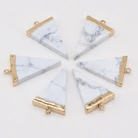 natural stone gem white turquoise triangle gold plated pendant crafts makingdiy necklace earring charm jewelry gift party23x38mm