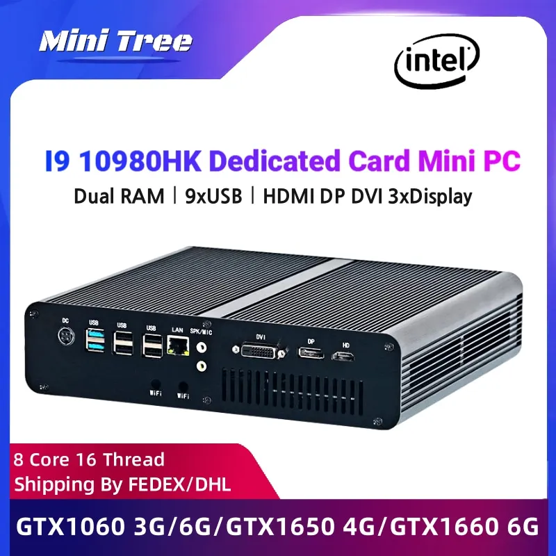 

Игровой мини-ПК Intel Core i9 9880H Nvidia GeForce GTX1660 6G DDR4 PCIE 2,5 "SSD Windows 10 Linux, офисный Настольный игровой компьютер