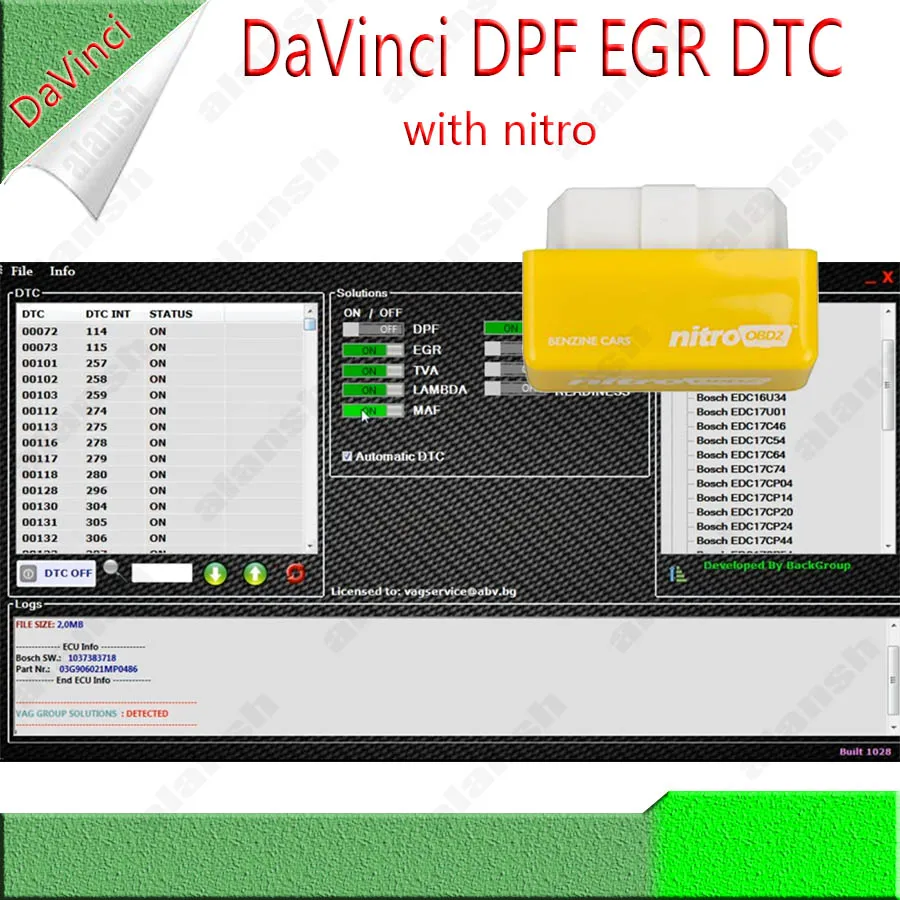 

2022 Davinci 1.0.28 Unlimited Activate DPF EGR FLAPS ADBLUE OFF CHIPTUNING REMAPPING SW ECU Programmer for Win7/10/11