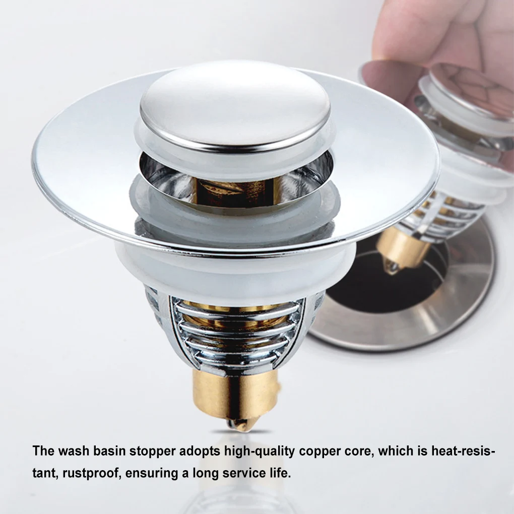 

Universal Basin Drain Filter Stainless Steel Pop-Up Bounce Core Hair Catcher Shower Sink Strainer Bath Stopper Bathroom Tool