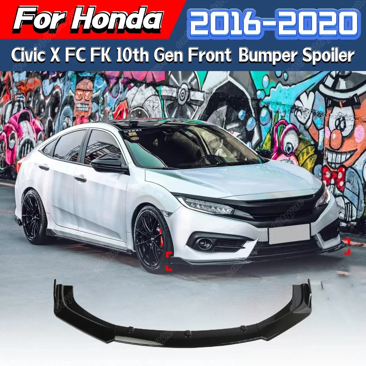 

Для Honda Civic X FC FK 10-го поколения 2016 2017 2018 2019 2020 передний бампер, спойлер, сплиттер, украшение для тела, комплект модификации