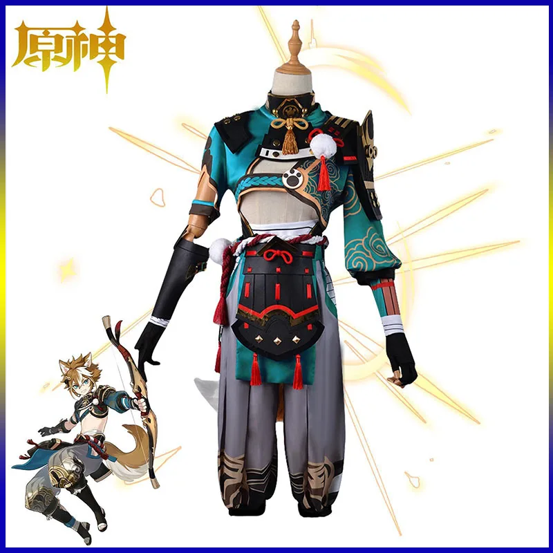 

Gorou Genshin Impact Cosplay Suit Pants Fox Tail Ears Halloween Costume For Woman Man Anime Clothes Uniform Disfraces Hombre