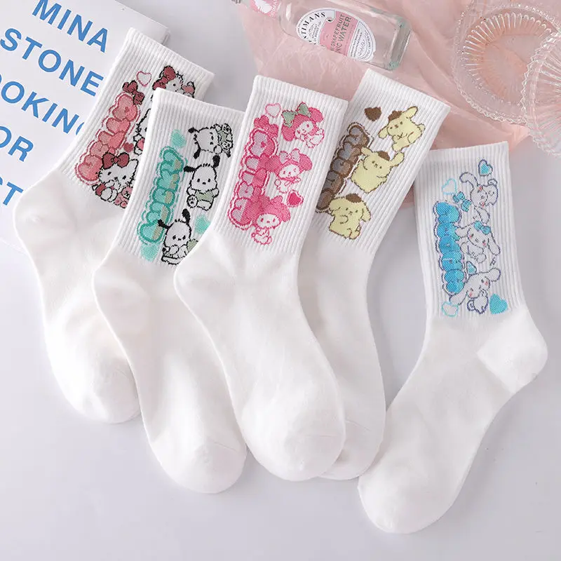 

Sanrio Kuromi My melody Hello kitty Cinnamoroll Необычные изысканные носки до середины икры с героями мультфильмов милые Простые Персонализированные мужские носки
