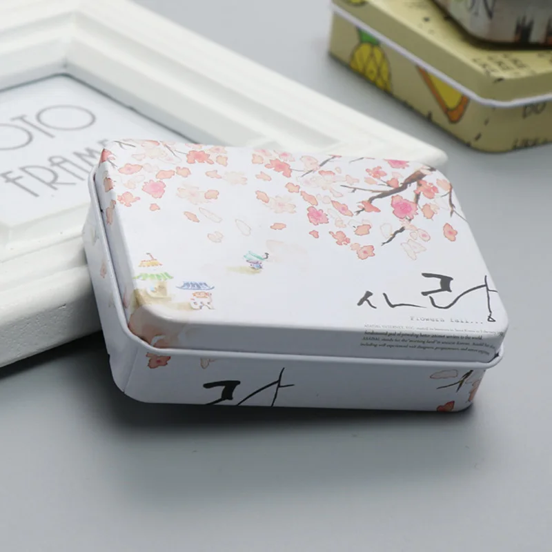 

Creative Cute Tinplate Storage Box Metal Packaging Tin Box Jewelry Organizer Postcard Desktop Small Rectangular Storage Cases