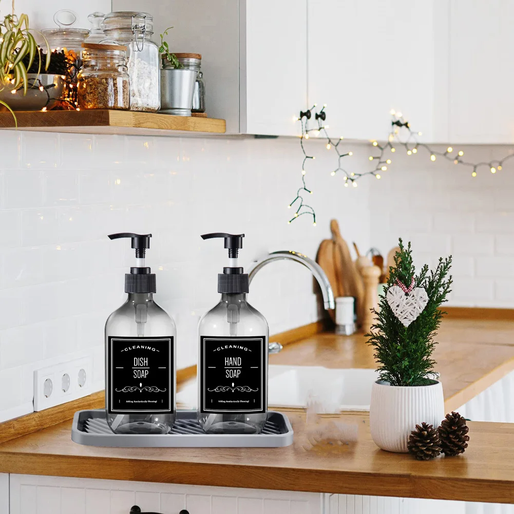 500 мл прозрачный стеклянный набор для кухонной раковины мыла и посуды емкость