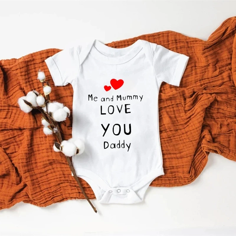 

Me and Mummy Love You Daddy Cute Baby Bodysuits Cotton Short Sleeve Boys Girls Rompers Infant Ropa Jumpsuits Father's Day Gifts
