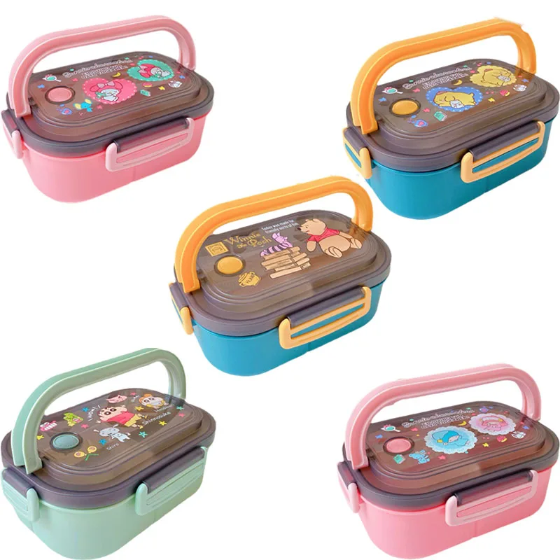 

Милый Sanrios понравился Коричный милый мультяшный портативный большой емкости двухслойный Ланч-бокс My Melody Kuromi подарок