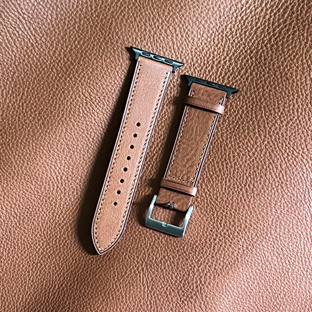 Фото Ремешок YMW из натуральной кожи для Apple Watch Band 45 мм 44 мм 49 мм 41 мм №4