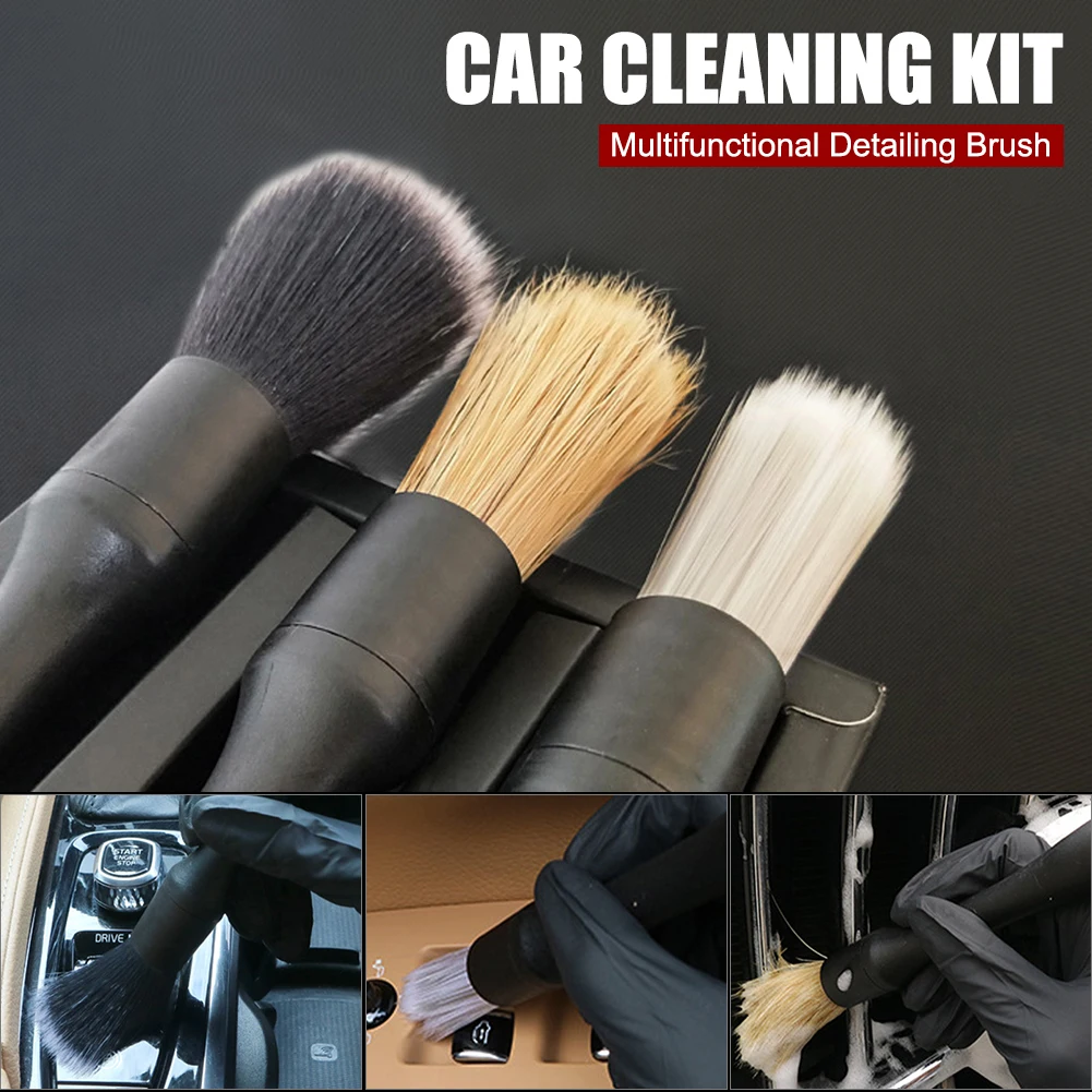 

3PCS Car Detailing Brush Cleaning Brush Set Wash Accessories Car Detailing Kit Vehicle Interior Air Conditioner Supplies