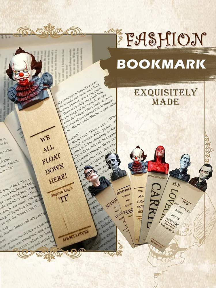 

Ужасные закладки, лучший подарок для любителей страшной фантастики, 3D персонаж, бюст, скульптура, Закладка, полимерные поделки, украшение дл...