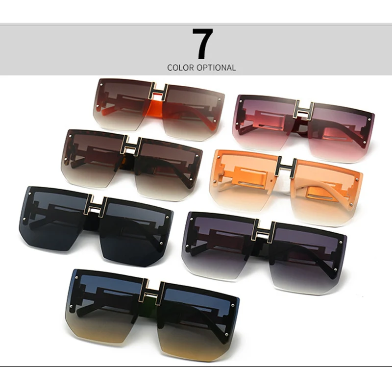 Luxury  Designer Rimless Oversized Sunglasses Women Men Fashion Vintage Travel Square Flat Top Sun Glasses For Female UV400 images - 6