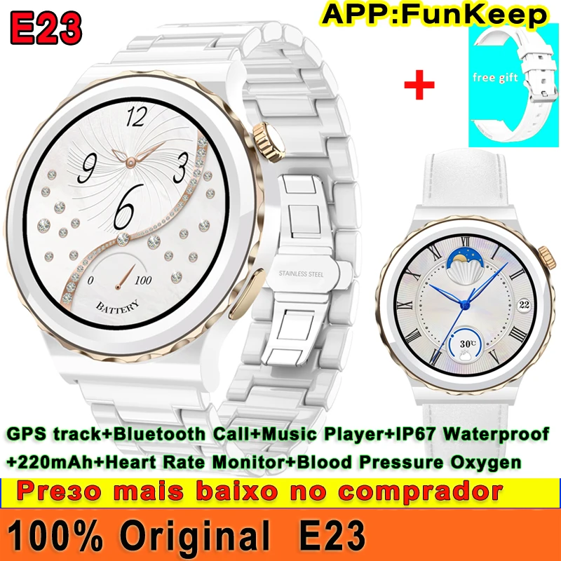 

Original GPS E23 Luxury Smart Watch Women Sport Tracker Smartwatch Bluetooth Call Blood Oxygen Heart Rate Monitor Lady Bracelet