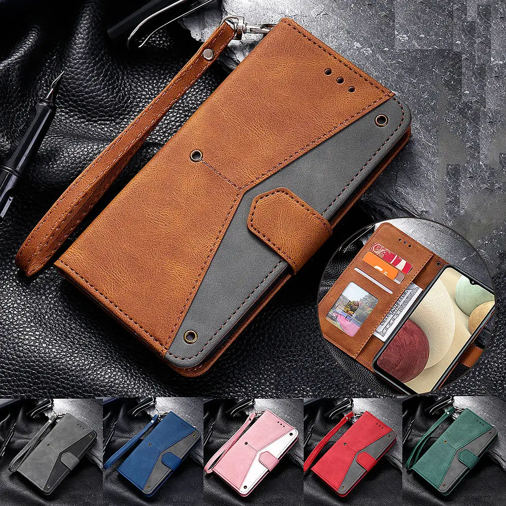 

Rivet PU Leather Wallet Case for Samsung Galaxy A13 A23 A33 A53 A73 A24 A34 A54 A25 A12 A22 A32 A52 A30S A50 Lanyard Flip Cover