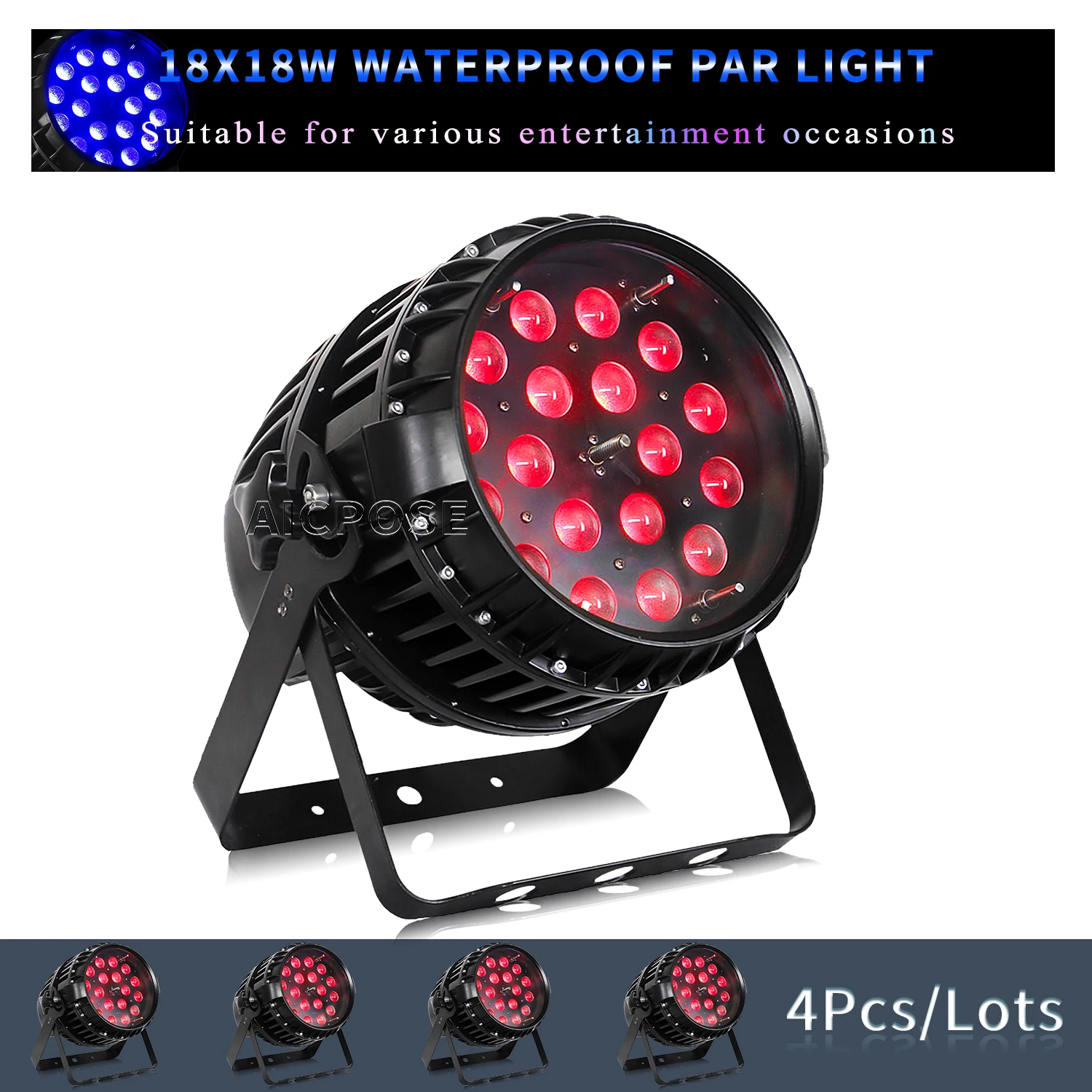 

4Pcs/Lots 18x12W RGBW/18x18W RGBWA+UV 6 in 1 LED Par Light Waterproof Zoom Stage Light DMX Control DJ Disco Equipment Lighting