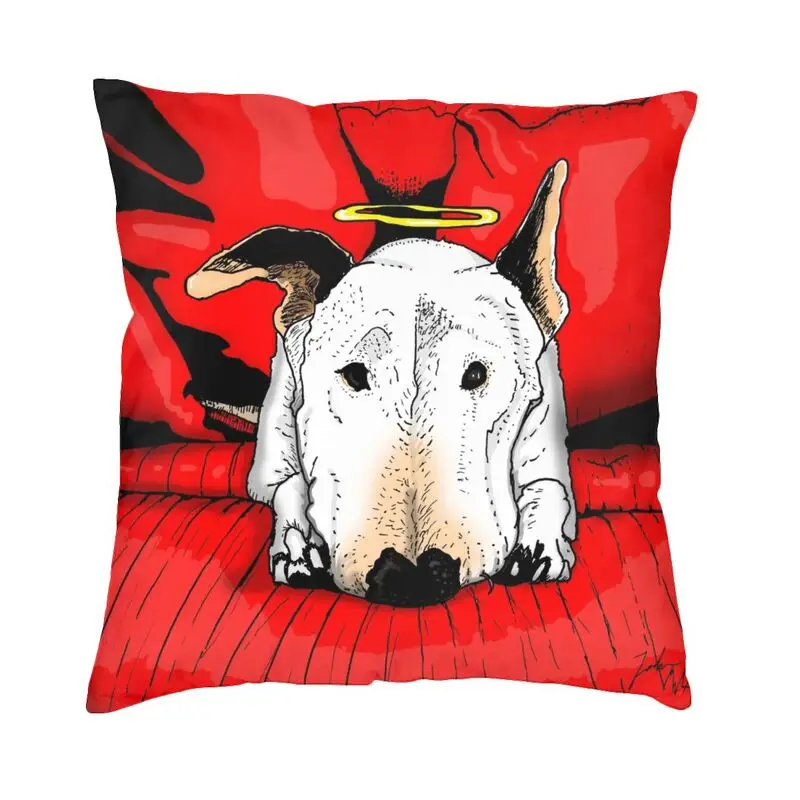 

Bull Terrier Halo Angel Cushion Covers 40x40cm Velvet Lovely Dog Pillow Case for Sofa Square Pillowcase Bedroom Decoration