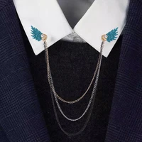 mans brooch collars chain pins retro fashion shirt collar accessories metal wings brooches fashion men and women jewelry gifts