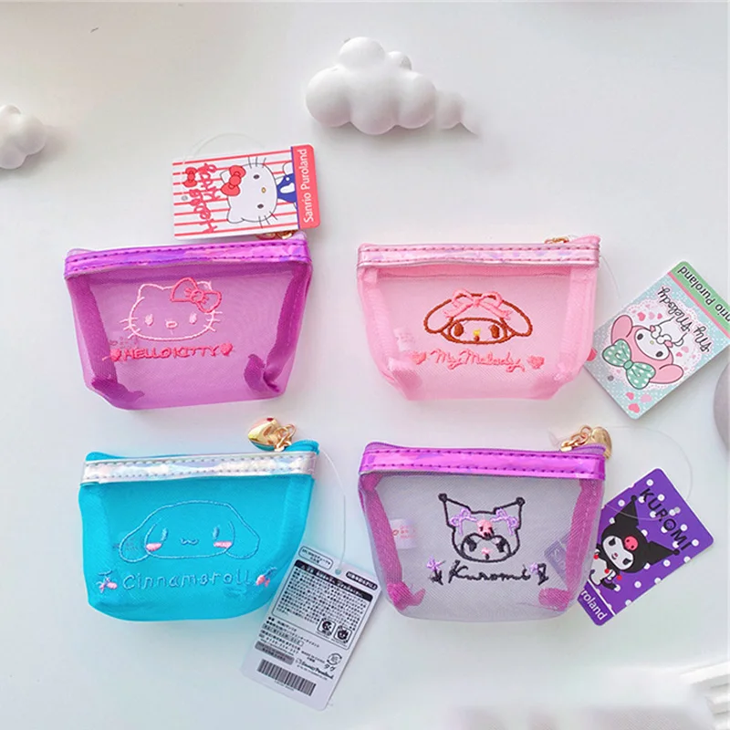 

Милый кошелек для монет Sanrios из аниме милая мимелоди куроми коричная сетка Прозрачный трапециевидный Кошелек для монет и наушников сумка для хранения