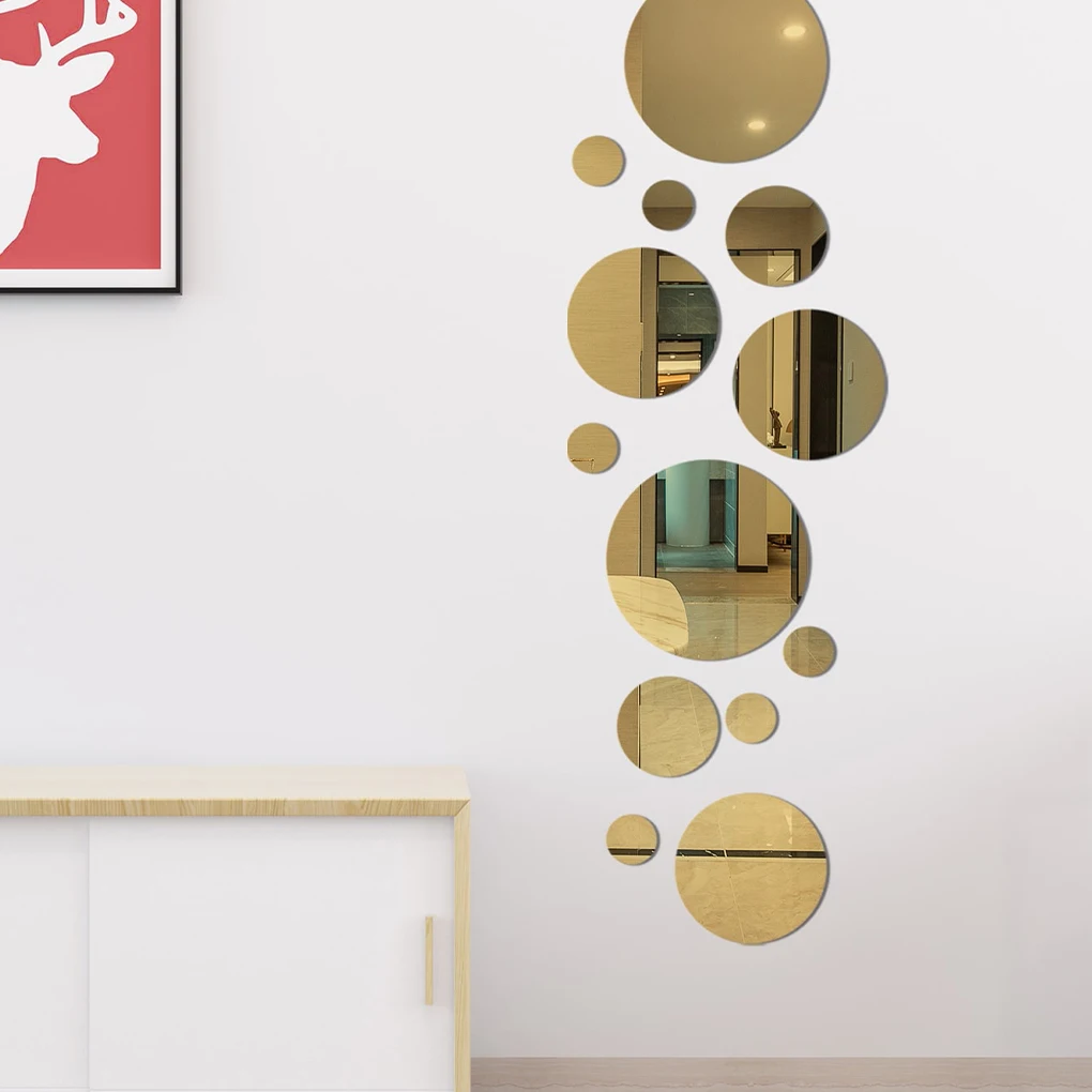 

Home Decals Wall Mirror Stickers Reflective Surfaces Wall Decals House Office Self Adhesive Dinningroom Livingroom