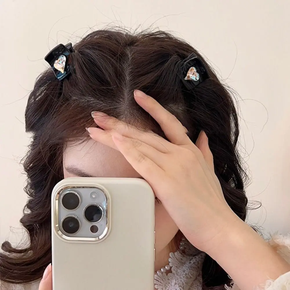 

Korean Pink Heart Rhinestone Princess Hairpin Girl Mini Hairclip Sweet and Cute Small Hair Claw Love Grap Clip Hair Accessories