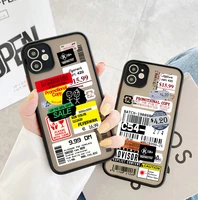 retro label popular barcode cellphone bumper clear matte pc back phone case for iphone 11 12 13 pro xs max 6s 7 8 plus x xr case