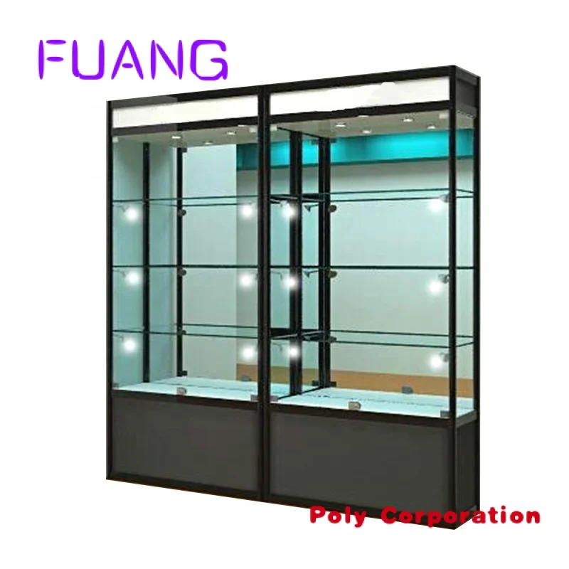 Transparent glass case jewelry display case with lock and LED light