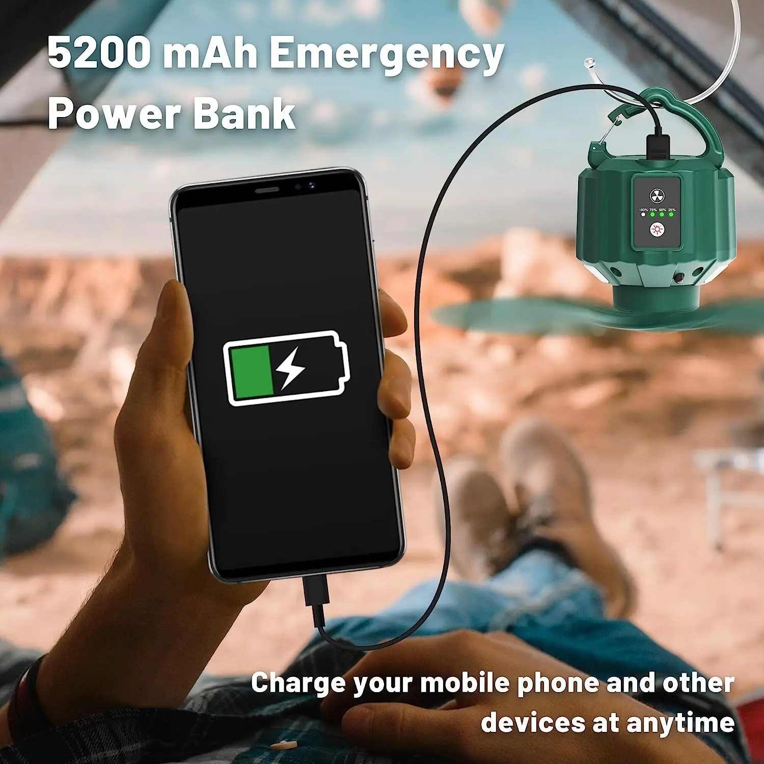 Светодиодный потолочный вентилятор для кемпинга 5200 мАч