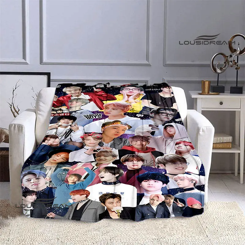 

Корейское одеяло idol group с принтом, фланелевое одеяло, одеяло для пикника, тонкое одеяло, домашнее одеяло для путешествий, подарок на день рож...