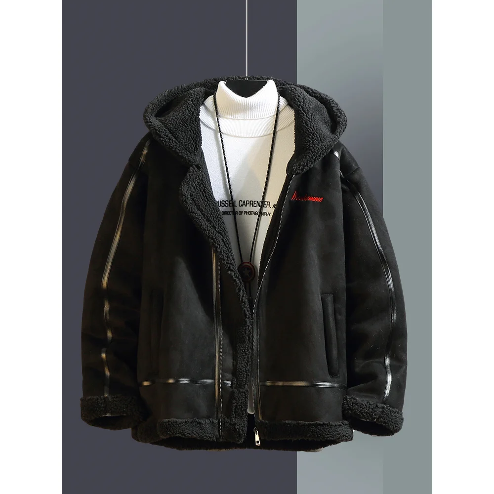 2022 Tooling Lamb Velvet Jacket Men's Lamb Fur And Fur Integrated Motorcycle Jacket Winter Thickening And Velvet Cotton Clothes