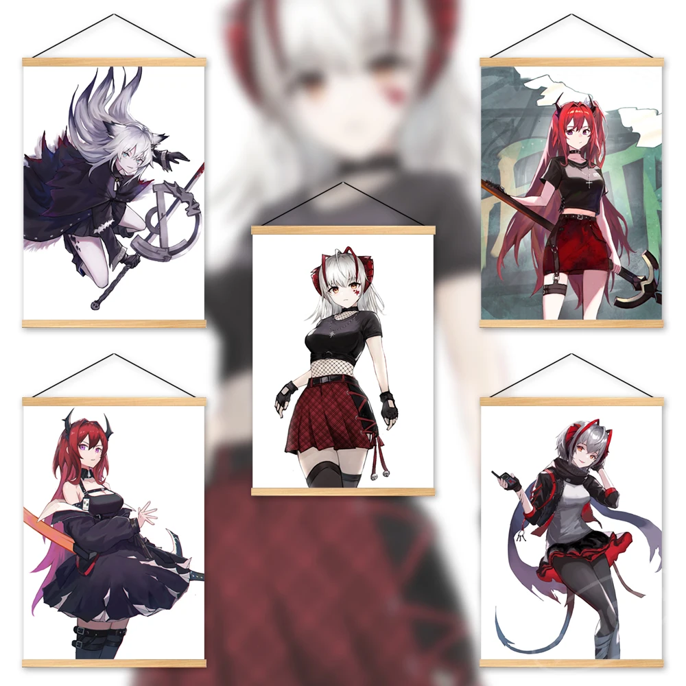 

HD Canvas Poster Wooden Arknights Hanging Painting Lappland Wall Art Prints Anime Modular Surtr Pictures Home Decor Living Room