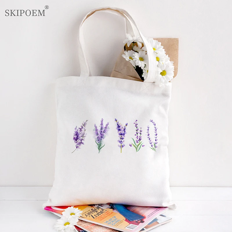 

Shoulder Bag Shopping Bags Messenger White Hand Bag Women Cartoon Lavender Cute Aesthetic Harajuku Art Cartoon Painting Handbags