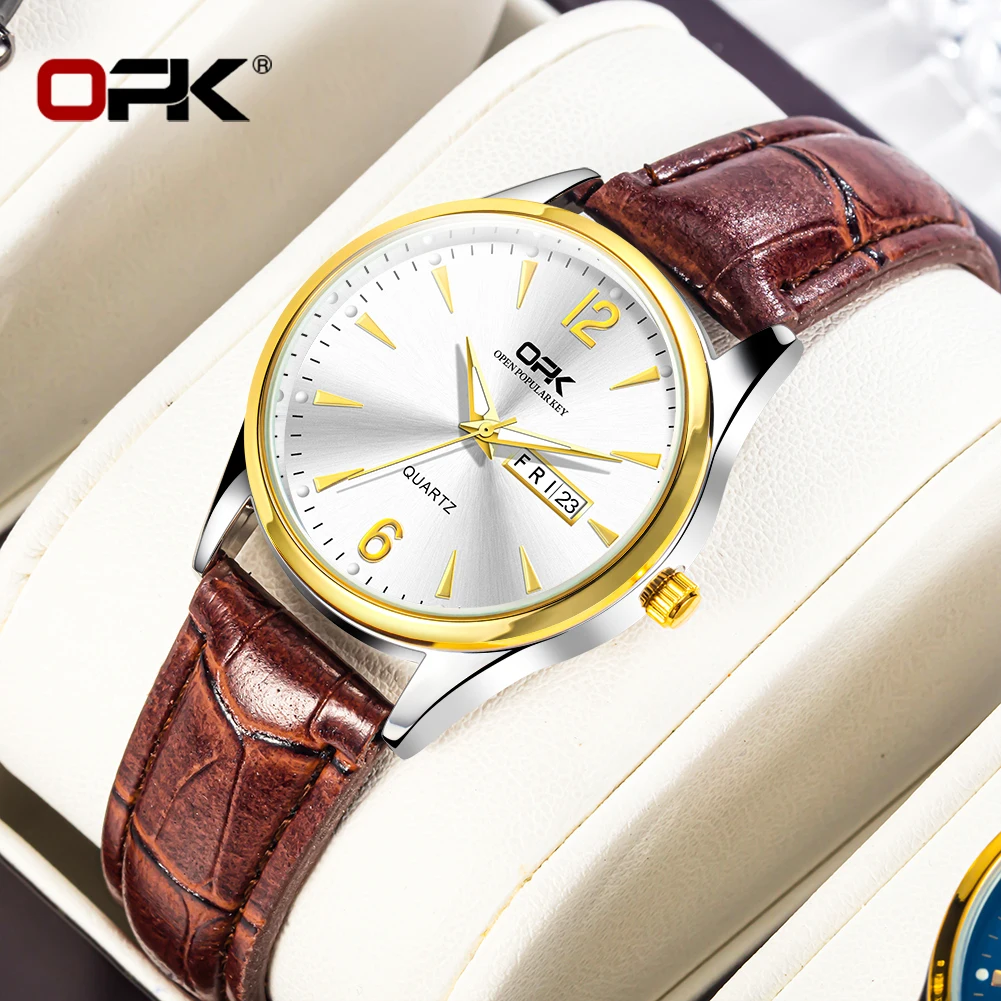 Бренд OPK светящиеся водонепроницаемые кварцевые женские часы с двойным